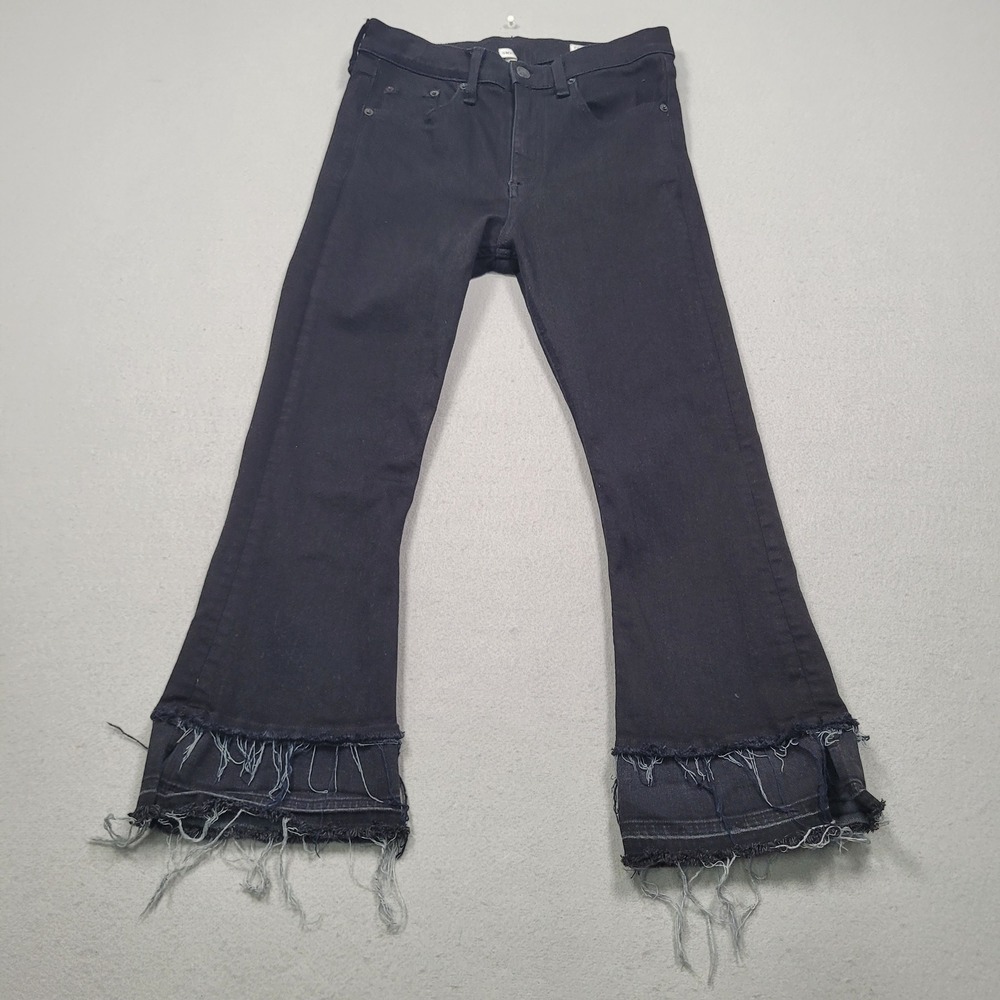 Rag and Bone 10 Inch Crop Flare Jeans Coal Double Hem 27 W1594K502CDH Black